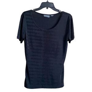 Expressions Black Scoop Neck Short Sleeve Top Size Medium